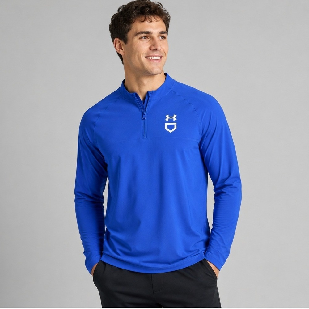 Under Armour Baseball Pullover‎ Mens Small Blue NEW 1/4 Zip Cage Jacket 1375656
